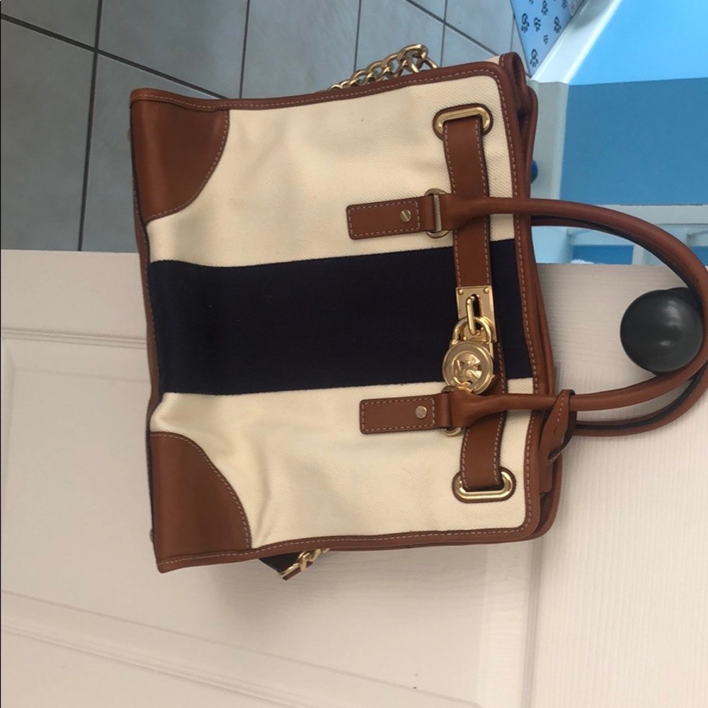 NWT Michael Kors Hamilton Mono Stipe Navy LG